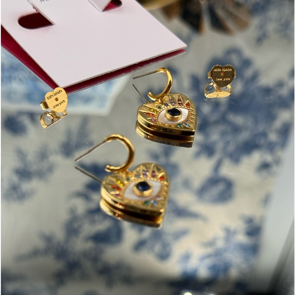 🆕 KATE SPADE 🧿 NWT Evil Eye Huggie Drop Earrings - Picture 6 of 16